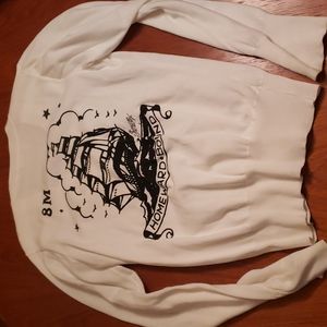 White V neck cardigan with black buttons long sleeves